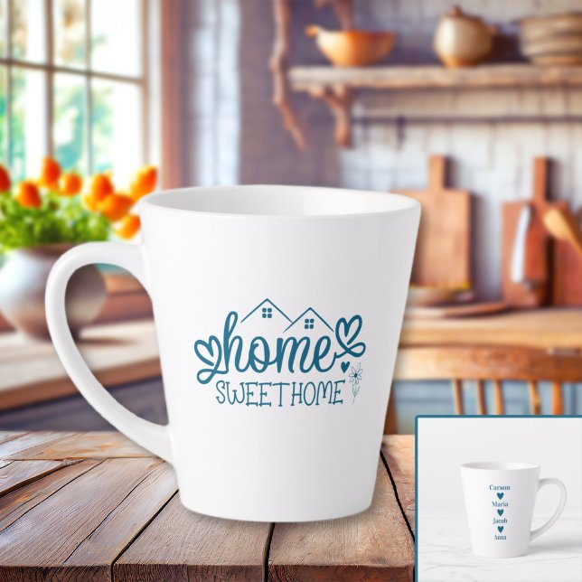 Blue Home Sweet Home Personalised Latte Mug (Blue Home Sweet Home Personalized Latte Mug
)