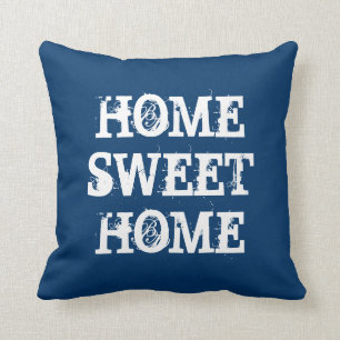 Blue Home sweet home weathered heart throw pillow