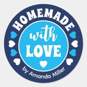 Blue Homemade With Love Father's Day Baking Classic Round Sticker