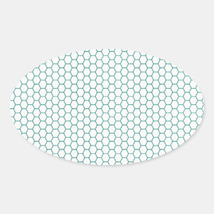 Blue Honey Comb Pattern Oval Sticker
