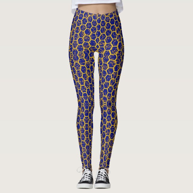Blue Honeycomb Leggings (Front)
