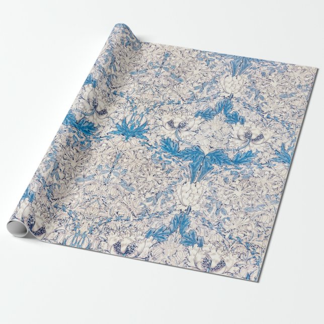 Blue Honeysuckle (by William Morris) Wrapping Paper (Unrolled)