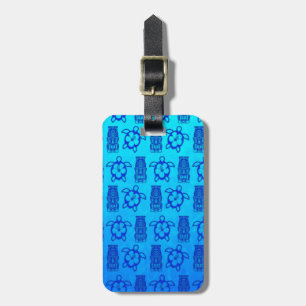 Blue Honu And Tiki Mask Luggage Tag
