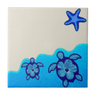 Blue Honu Turtles Tile