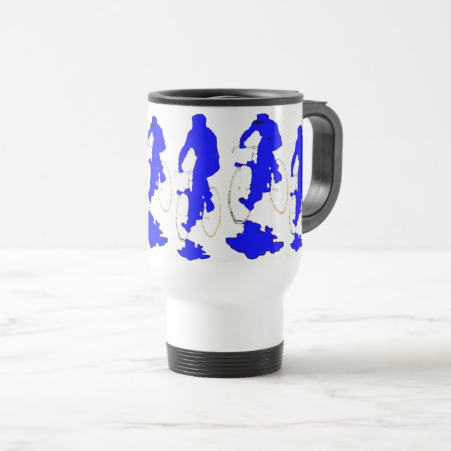 Blue Hoody Bicycle Mug (Front Right)