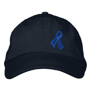 Blue Hope Cancer Ribbon Awareness Embroidered Hat