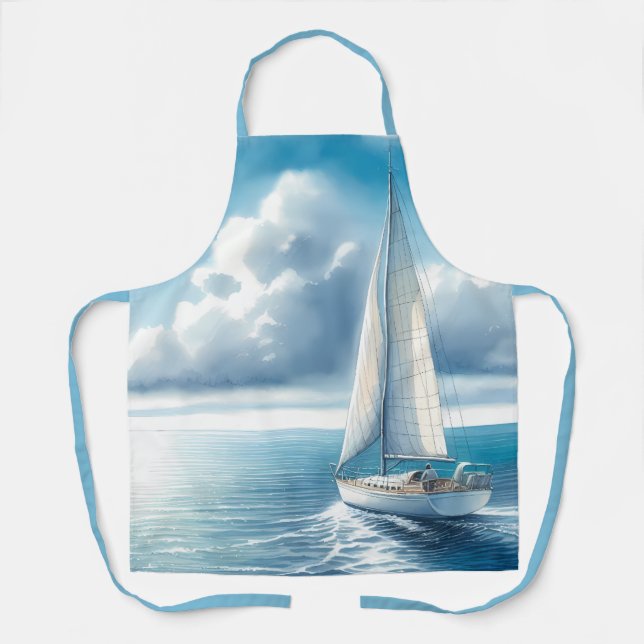 Blue Horizon Solitary Sailboat Apron (Front)