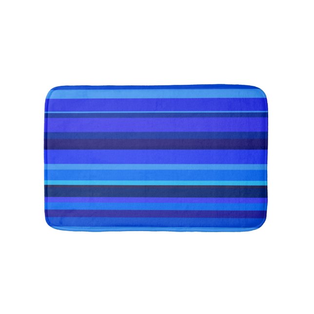 Blue horizontal stripes bath mat (Front)