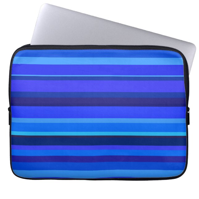 Blue horizontal stripes laptop sleeve (Front)