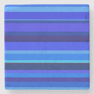Blue horizontal stripes stone coaster