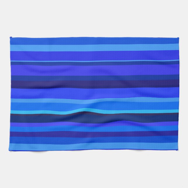 Blue horizontal stripes tea towel (Horizontal)