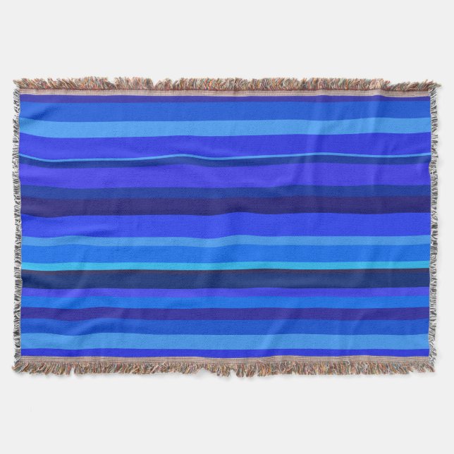 Blue horizontal stripes throw blanket (Front)