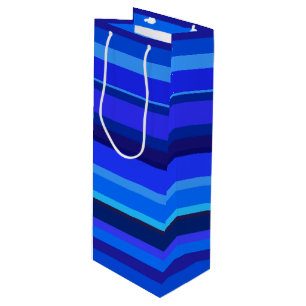 Blue horizontal stripes wine gift bag