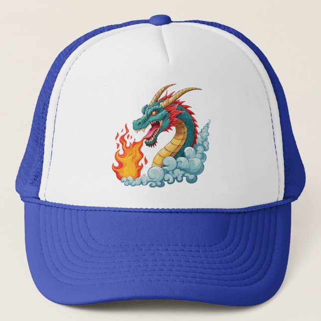 Blue horned dragon trucker hat (Front)
