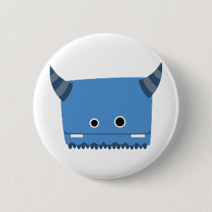 Blue Horned Monster 6 Cm Round Badge