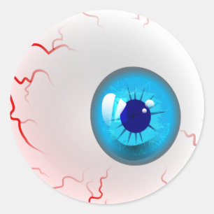 Blue Horror Eyeball Classic Round Sticker