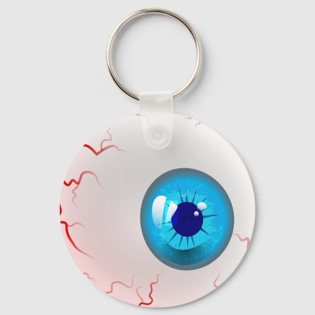 Blue Horror Eyeball Key Ring (Front)