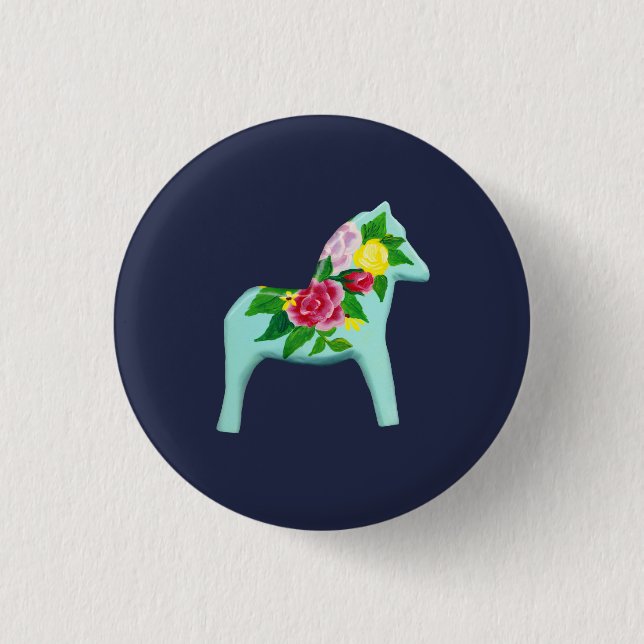 Blue Horse 3 Cm Round Badge (Front)