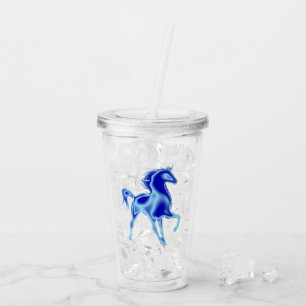 Blue Horse Acrylic Tumbler - Painting