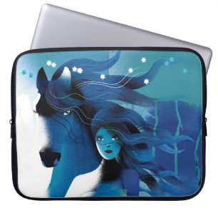 Blue Horse and a Girl Laptop Sleeve
