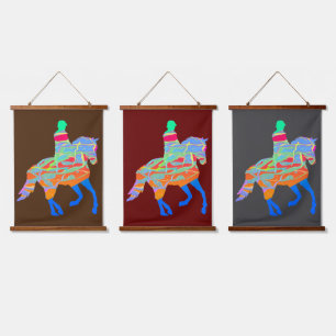 Blue Horse And Rider Series of 3 Hanging Tapestry