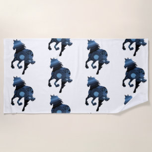 Blue Horse Art Throw Cushion Beach Towel