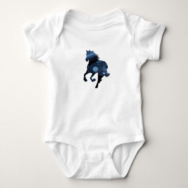 Blue Horse Baby Bodysuit (Front)
