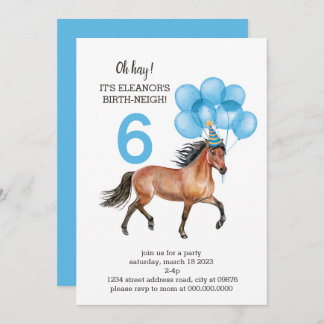 Blue Horse Birthday //Oh Hay It's Your Birth-neigh Invitation
