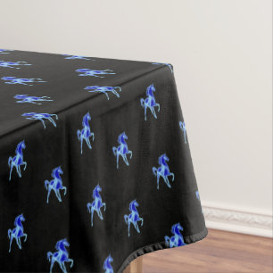 Blue Horse Black Tablecloth - Choose Colour