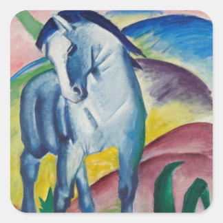 Blue Horse by Franz Marc, Vintage Fine Art Square Sticker