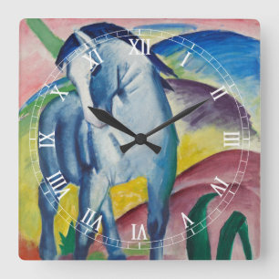 Blue Horse by Franz Marc, Vintage Fine Art Square Wall Clock