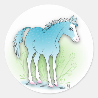 blue horse classic round sticker