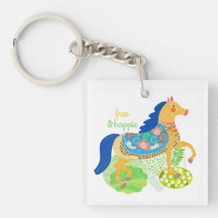 Blue horse Collection keychain. Key Ring