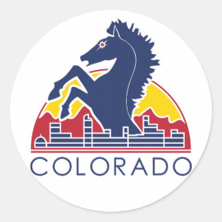 Blue Horse Colorado Logo Classic Round Sticker