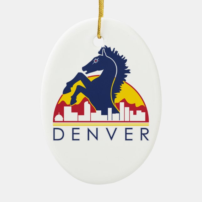 Blue Horse Denver Ceramic Tree Decoration (Front)