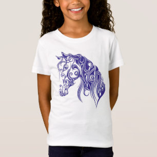 Blue Horse Design Girls T-Shirt