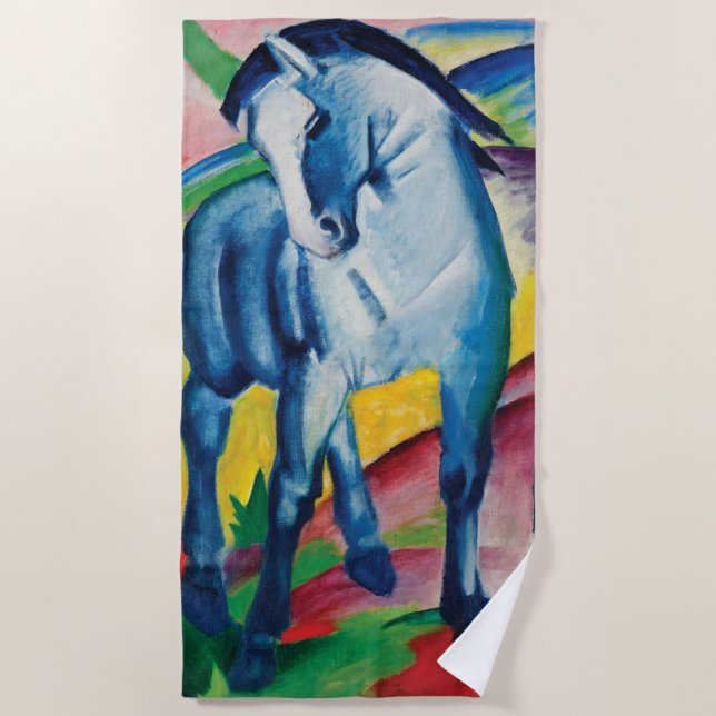 Blue Horse I by Franz Marc Beach Towel (Front)
