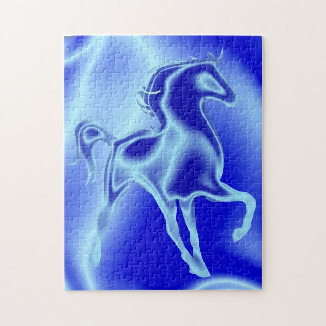 Blue Horse Jigsaw Puzzle Gift (Vertical)