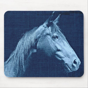 Blue Horse Mouse Mat