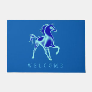 Blue Horse - Painting - Welcome Doormat
