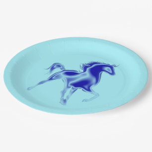 Blue Horse Paper Plates Custom Colours