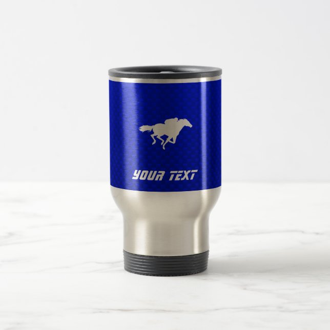 Blue Horse Racing Travel Mug (Center)