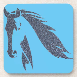 Blue Horse Sparkle Hard plastic coaster