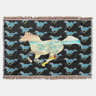 Blue Horse Throw Blanket