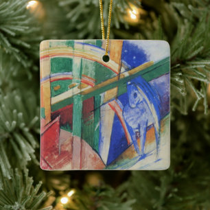 Blue Horse with Rainbow by Franz Marc Ceramic Ornament