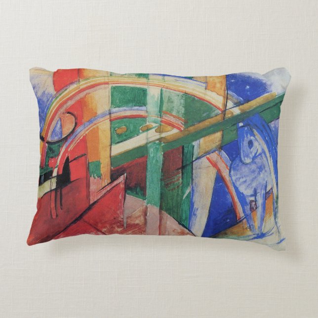 Blue Horse with Rainbow by Franz Marc Decorative Cushion (Back)