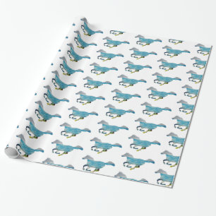 Blue horse wrapping paper