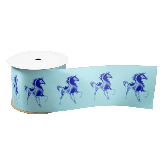 Blue Horses Satin Ribbon (Spool)