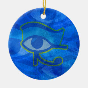Blue Horus Eye Ceramic Tree Decoration