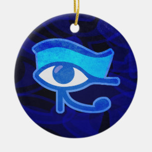 Blue Horus Eye Ceramic Tree Decoration